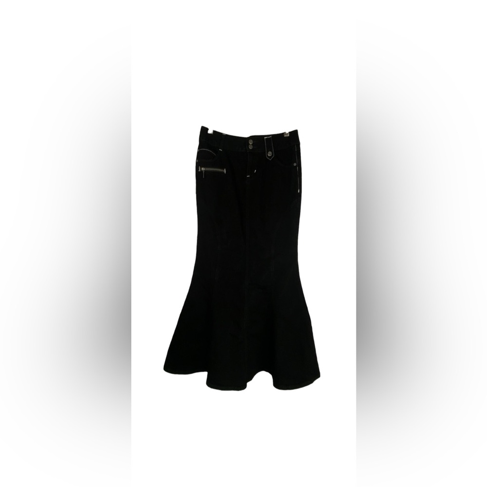 Bisou Bisou Black Flared Denim Skirt Mermaid Grunge Y2K Women Size 12